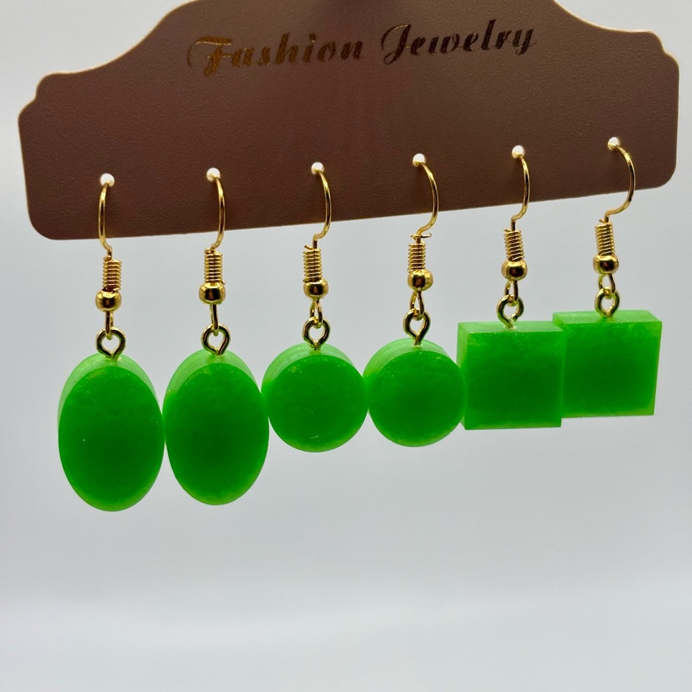 HANDMADE- Earrings Set- Green